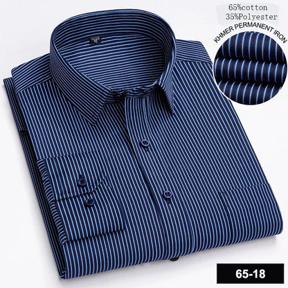 New in shirt long-sleeve shirts for men slim fit formal plian shirt single pocket office clothes soft plaid cotton designer tops