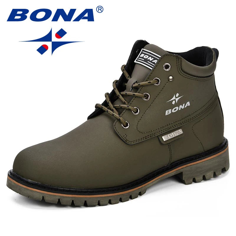 BONA 2024 Arrival Outdoor Hiking Boots Men Winter Shoes Walking Climbing Shoes Man Mountain Sport Boots Masculino Trendy Large