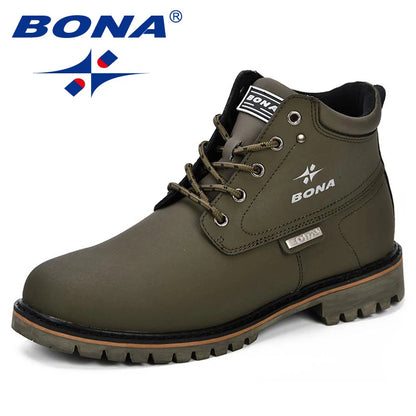 BONA 2024 Arrival Outdoor Hiking Boots Men Winter Shoes Walking Climbing Shoes Man Mountain Sport Boots Masculino Trendy Large