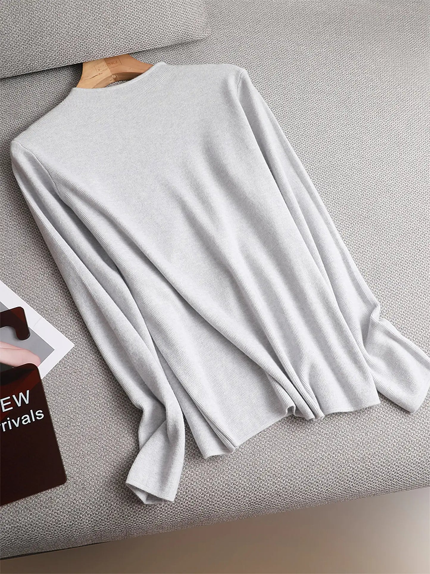 Basic Sweater Women's Mock Neck Pullover Sweater Knitted Autumn Winter New Solid Color Outer Wear All-Match Bottom Top