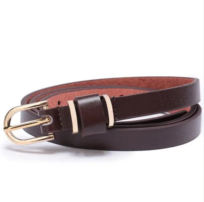 Women's Skinny Leather Belt Solid Color Waist or Hips Ornament Girls 1.5cm Wide Leopard Waistband 10 Sizes to Choose From