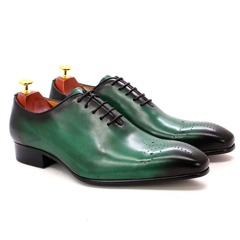 FELIX CHU Mens Oxford Genuine Leather Shoes Whole Cut Fashion Pointed Toe Lace-up Formal Business Wedding Dress Shoes for men