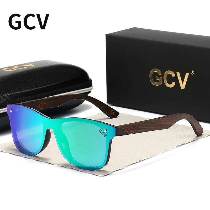 GCV Natural Wooden Photochromic Sunglasses Men Polarized Fashion Sun Glasses Original Wood Oculos De Sol Masculino