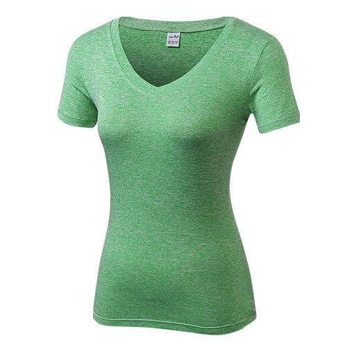 Women's Yuerlian V-neck Quick Dry Yoga Running T-shirts