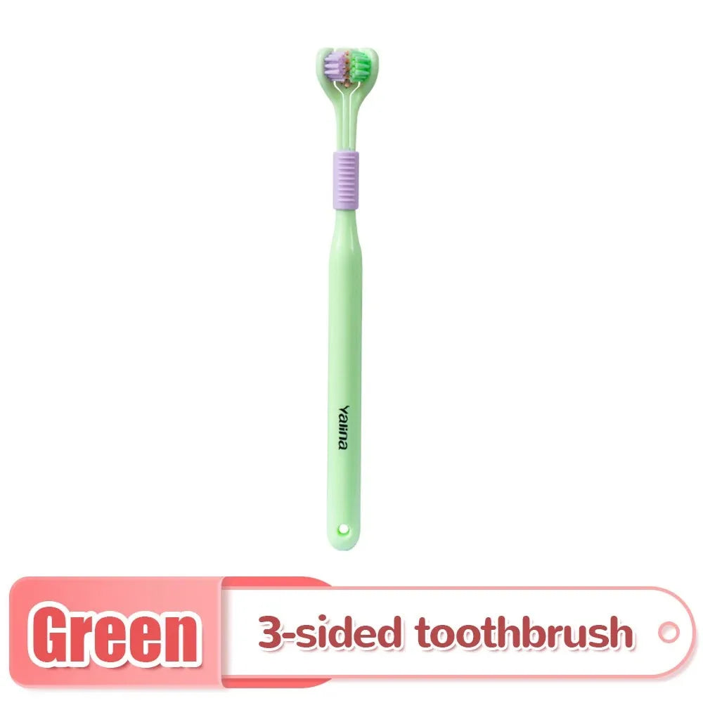 3D Stereo Three-Sided Toothbrush Ultra Fine Soft Hair Adult Toothbrush Tongue Scraper Deep Cleaning Health Oral Care Teeth Brush