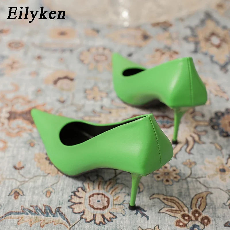 Eiyken Green High Heels Pumps Pointed Toe Slip On Women Sexy Prom Wedding Ladies New Shoes