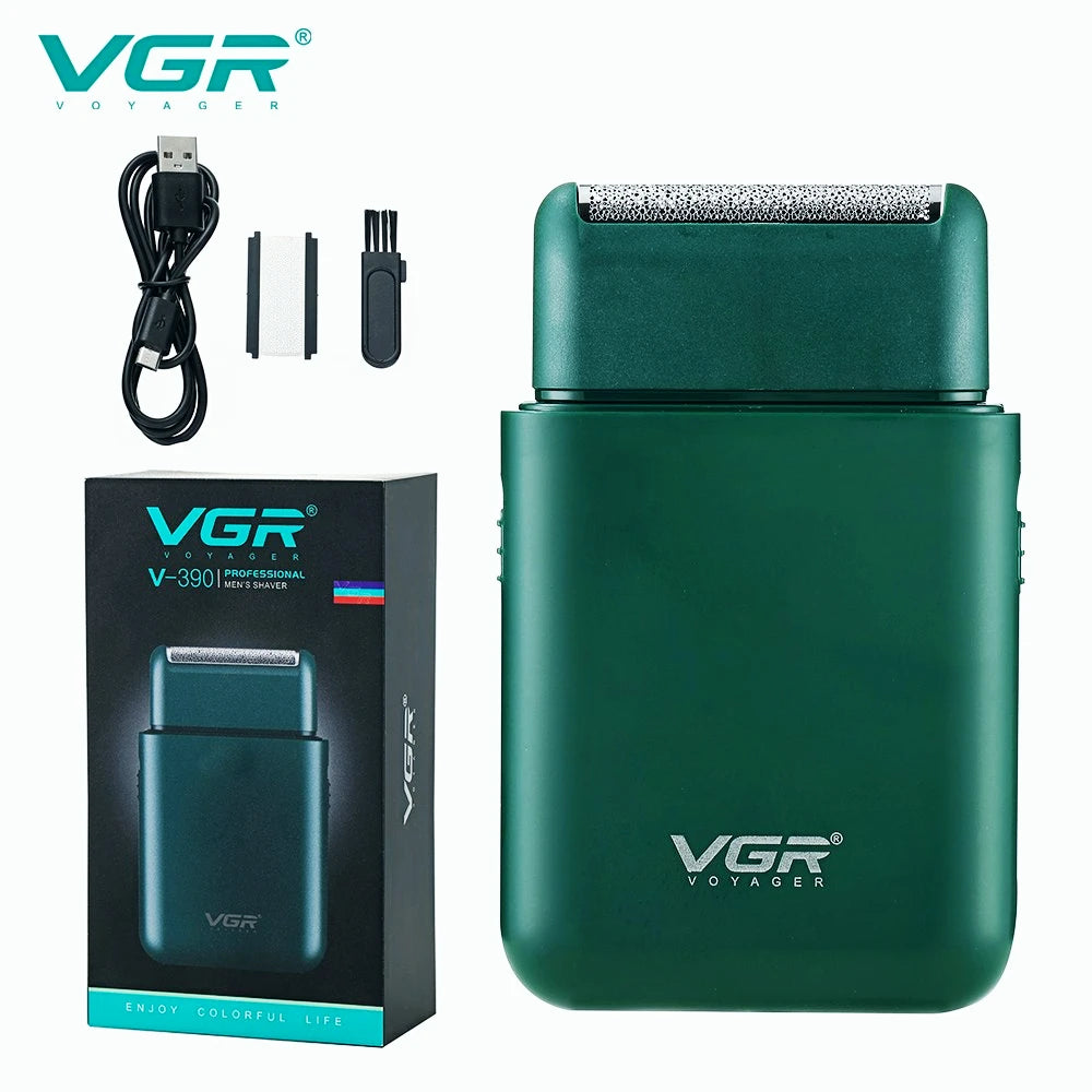 VGR Electric Shaver Professional Beard Trimmer Razor Portable Mini Shaver Reciprocating Shaving 2 Blade USB Charge for Men V-390