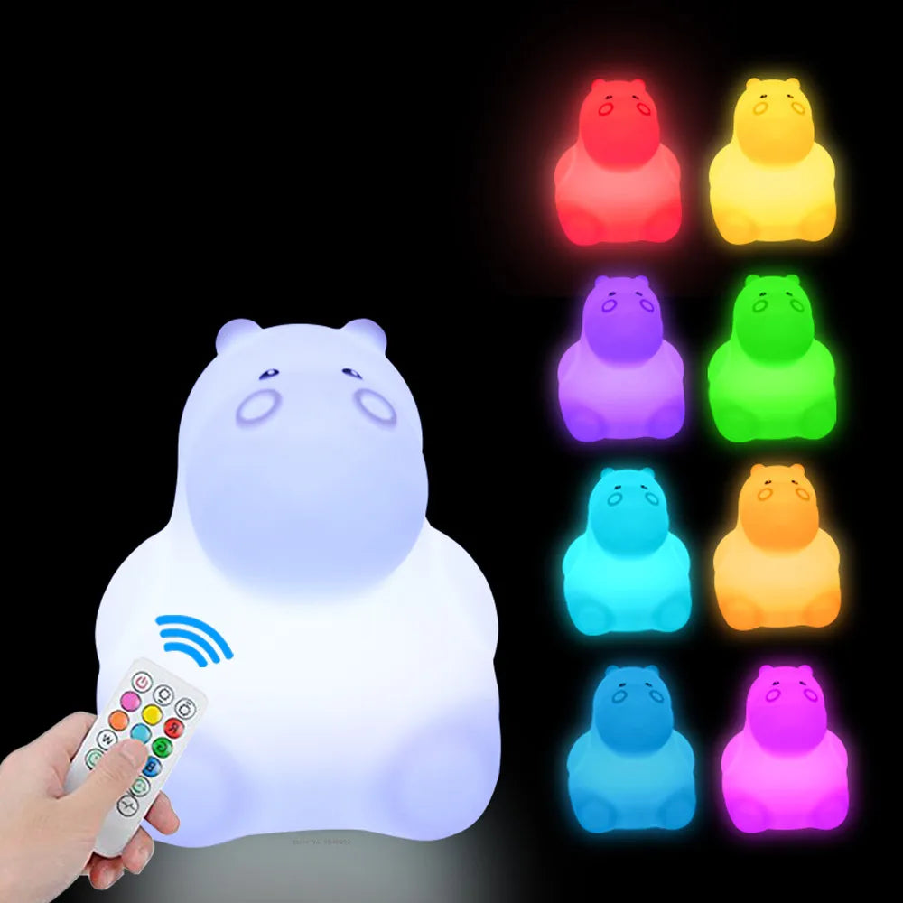 Owl LED Night Light Touch Sensor Remote Control 9 Colors Dimmable Timer Rechargeable Silicone Night Lamp for Children Baby Gift