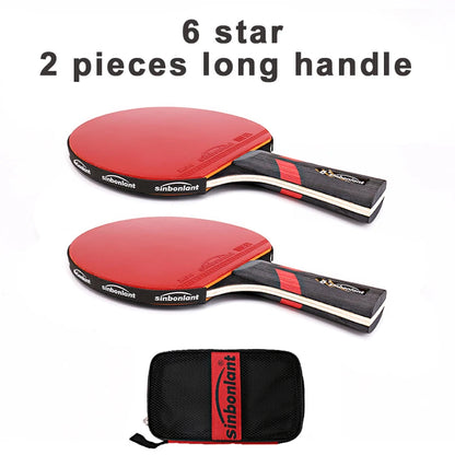 Professional Tennis Table Racket Short Long Handle Carbon Blade Rubber With Double Face Pimples In Ping Pong Rackets With Case