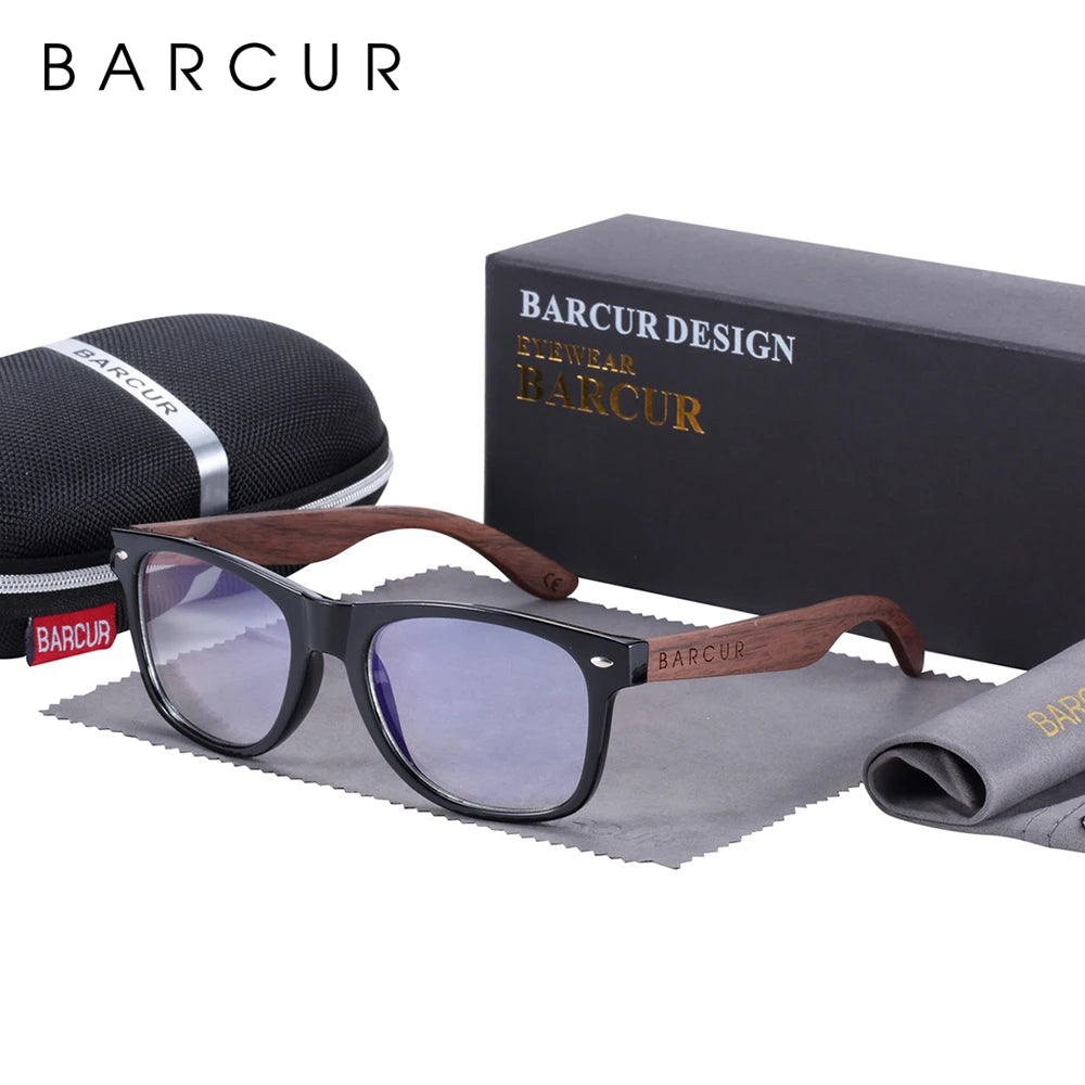 BARCUR Black Walnut Sunglasses Wood Polarized Sunglasses Men Glasses Men UV400 Protection Eyewear Wooden Original Box