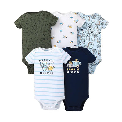 Summer Baby Boy Jumpsuits 5PCS/Lot Toddler Girl Bodysuit Clothing 100% Cotton Newborn Clothes Set Infant Bebe Rompers 6-24M