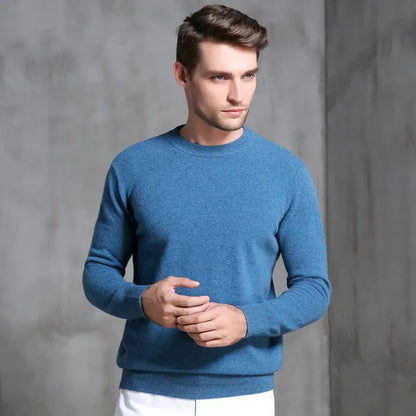 Men's 100% Pure Cashmere Knitted Jumpers, Winter Sweater, High Quality Pullovers, Tops, Thick Clothes, 8Colors, Oneck, Hot Sale