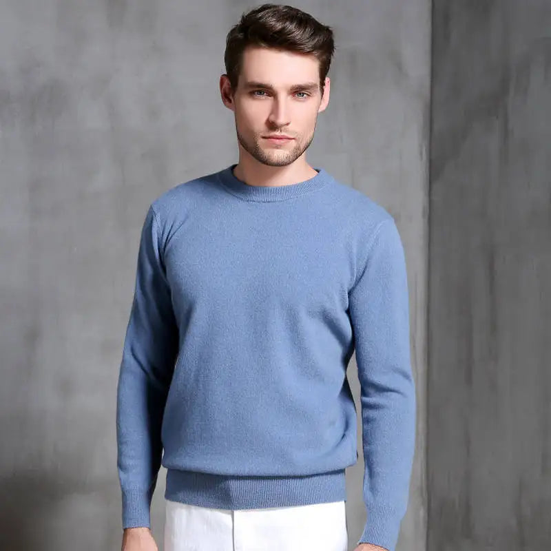 Men's 100% Pure Cashmere Knitted Jumpers, Winter Sweater, High Quality Pullovers, Tops, Thick Clothes, 8Colors, Oneck, Hot Sale