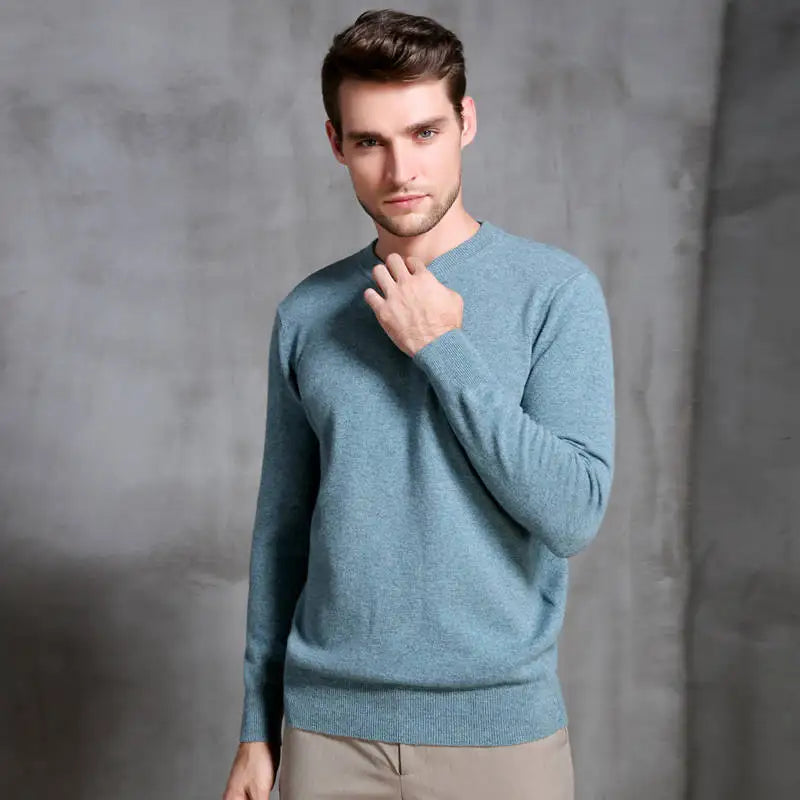 Men's 100% Pure Cashmere Knitted Jumpers, Winter Sweater, High Quality Pullovers, Tops, Thick Clothes, 8Colors, Oneck, Hot Sale