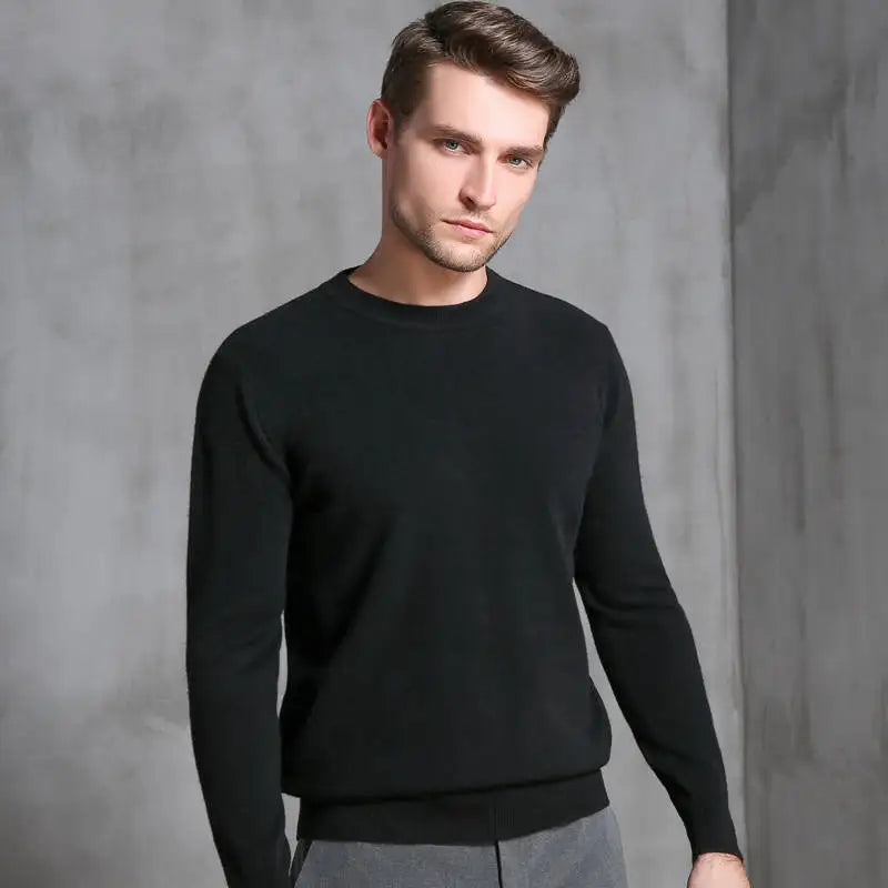 Men's 100% Pure Cashmere Knitted Jumpers, Winter Sweater, High Quality Pullovers, Tops, Thick Clothes, 8Colors, Oneck, Hot Sale