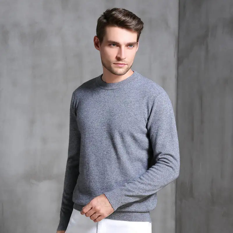 Men's 100% Pure Cashmere Knitted Jumpers, Winter Sweater, High Quality Pullovers, Tops, Thick Clothes, 8Colors, Oneck, Hot Sale