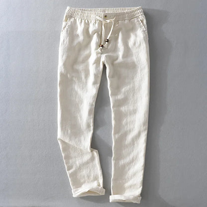 Spring Summer New 100% Linen Casual Pants Men Clothing Thin Loose Oversize Trousers F7409