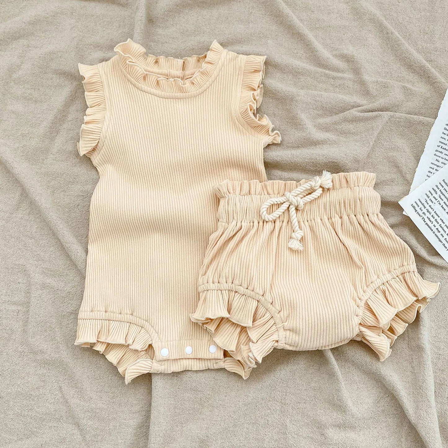 Summer Baby Girls Clothes Set Infant Ruffle Bodysuit Top PP Shorts Bloomers 2PCS Outfits 0-24 Months Toddler Romper Baby's Sets