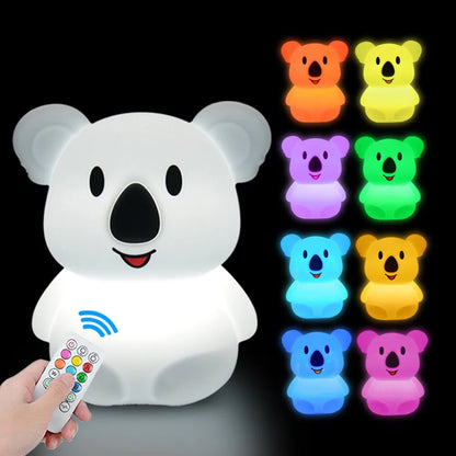 Owl LED Night Light Touch Sensor Remote Control 9 Colors Dimmable Timer Rechargeable Silicone Night Lamp for Children Baby Gift