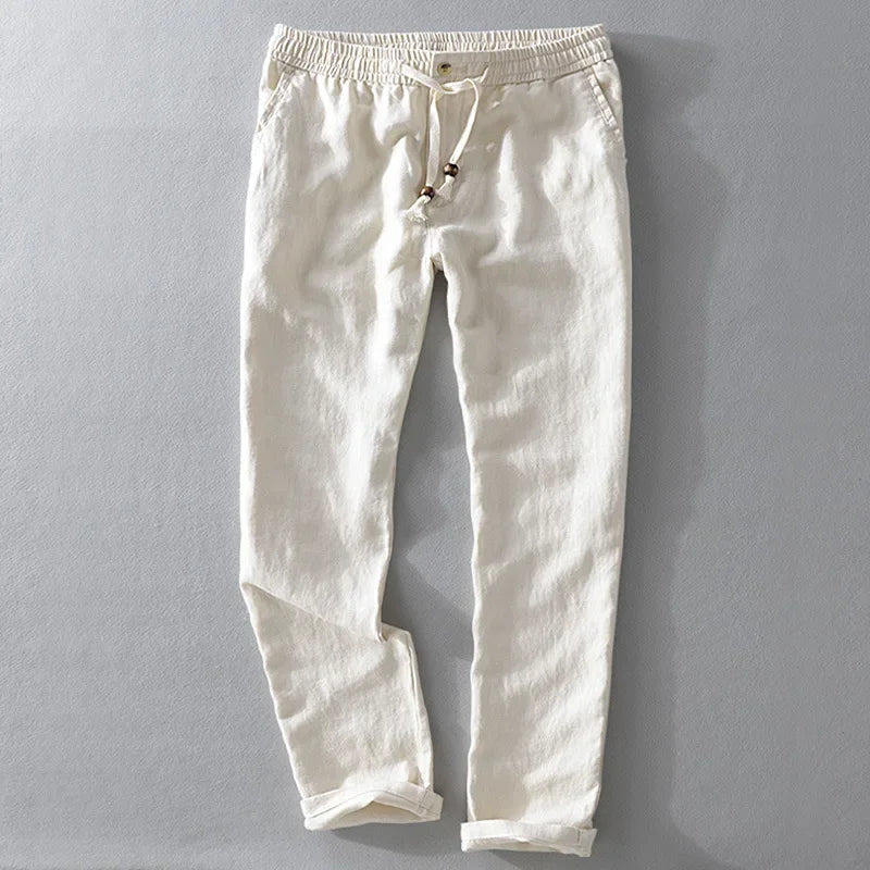 Spring Summer New 100% Linen Casual Pants Men Clothing Thin Loose Oversize Trousers F7409