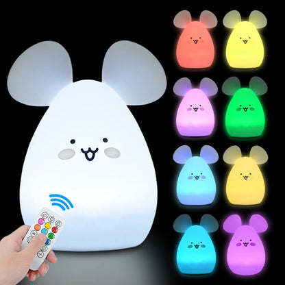 Owl LED Night Light Touch Sensor Remote Control 9 Colors Dimmable Timer Rechargeable Silicone Night Lamp for Children Baby Gift