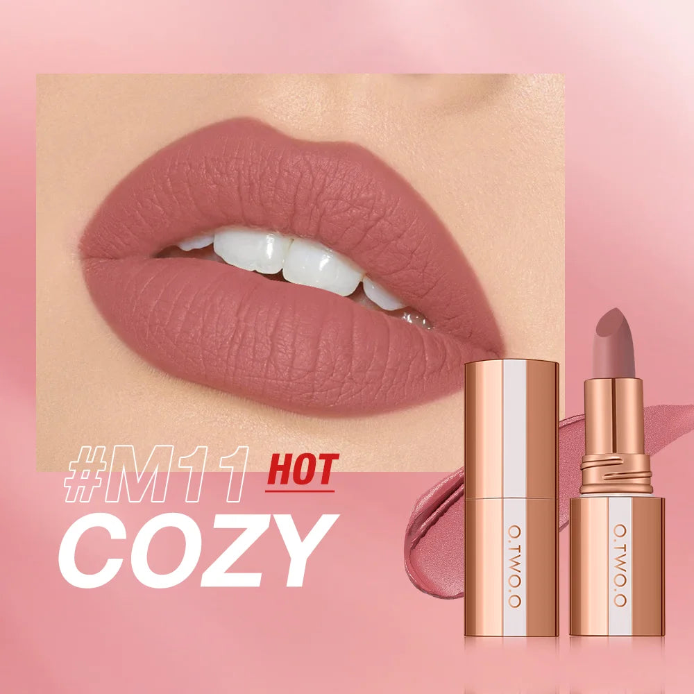 O.TWO.O Matte Lipstick Long Lasting Waterproof Lip Stick Smudge-free Classic Highly Pigmented Velvet Finish Lip Tint Makeup