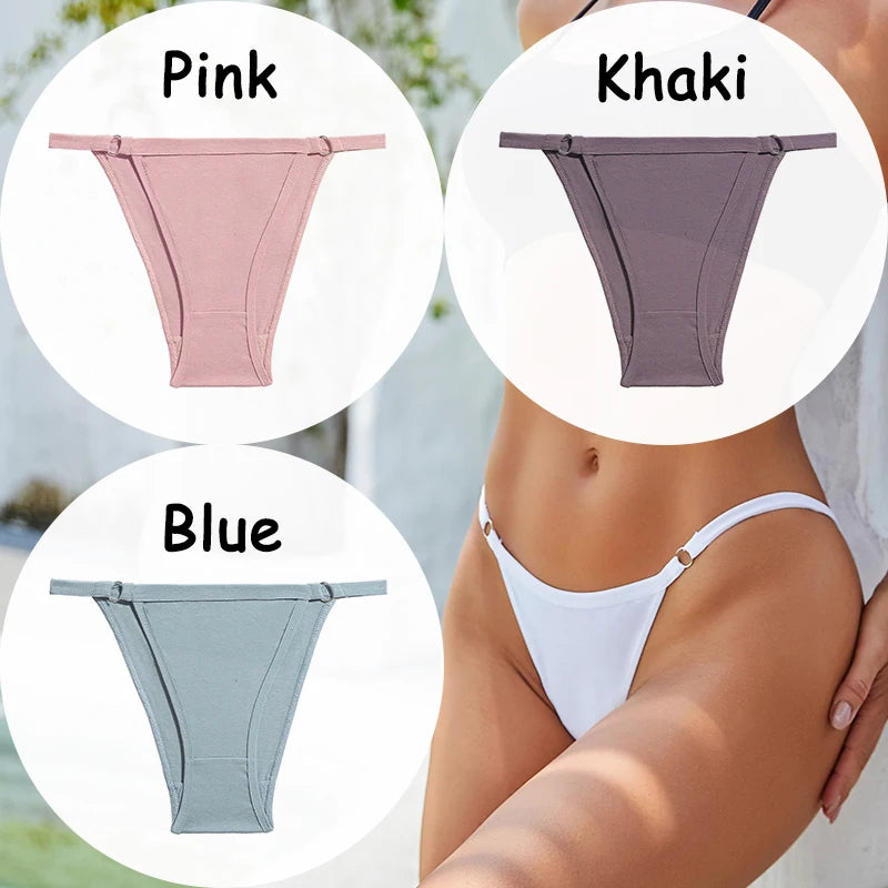 3PCS/Set Cotton Panties Women's Underwear Soft Sexy Lingerie Low-Waist Female Briefs Solid Color Pantys Girl Intimate Underpants