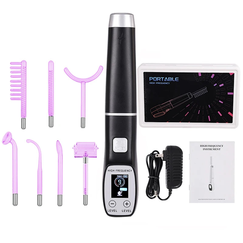 High Frequency Facial Machine Screen Display Neon Electro Therapy Wand Glass Tube Anti Acne Spot Remove Wrinkle Skin Care Device