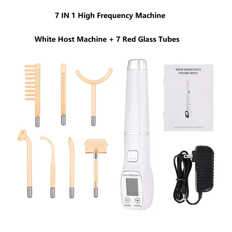 High Frequency Facial Machine Screen Display Neon Electro Therapy Wand Glass Tube Anti Acne Spot Remove Wrinkle Skin Care Device