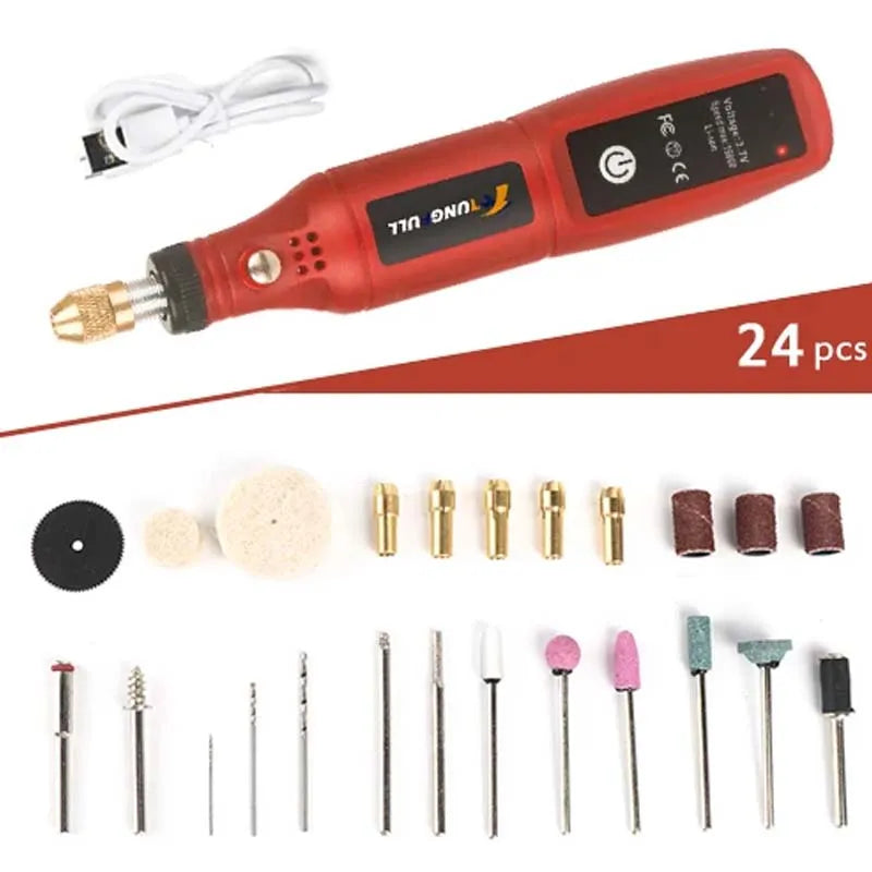 Mini Cordless USB Drill Grinding Accessory Set Woodworking Engraving Pen Rotary Dremel Tool Jewelry Metal Glass