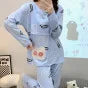 Postpartum woman lactation pajamas set autumn nursing leisurewear cartoon pregnant maternity breastfeeding tops long trousers