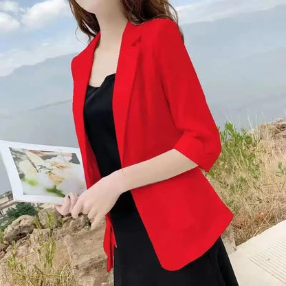 Fashion Women's Jacket Solid Color Yellow Black Cotton Fabric Loose Oversize Coat New Spring Summer Jackets 2023 OL Women's Suit