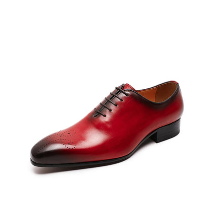 FELIX CHU Mens Oxford Genuine Leather Shoes Whole Cut Fashion Pointed Toe Lace-up Formal Business Wedding Dress Shoes for men