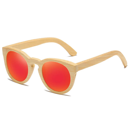 GM Design Women Bamboo Sunglasses With Polarized Mirror Lenses Of Bamboo Wood Sunglasses With Wooden Box