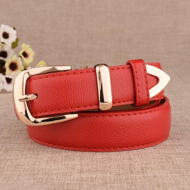 Fashion Women Genuine Leather Belts High Quality Gold Buckle Best Matching Dress Jeans Belts for Lady LB2146