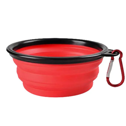 Collapsible Pet Silicone Dog Food Water Bowl Outdoor Camping Travel Portable Folding Supplies Dishes with Carabiner