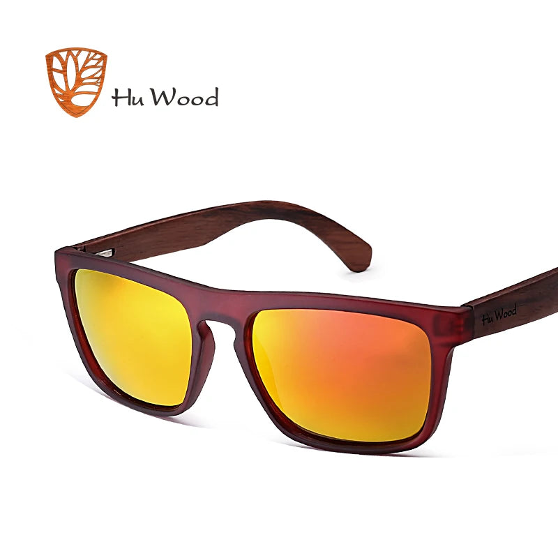 HU WOOD Sunglasses for Men Zebra Wood Polarized Sun glasses Rectangle Lenses Driving UV400 Protection Eyewear Wooden GR8002