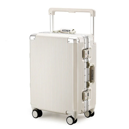 sushimu Suitcase Wide Handle Travel Suitcase Men 20 24 26 Carry-On Luggage Women PC Aluminum Frame Trolley Case