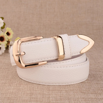 Fashion Women Genuine Leather Belts High Quality Gold Buckle Best Matching Dress Jeans Belts for Lady LB2146