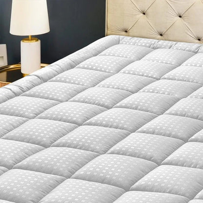 Mattress Pad Quilted Fitted Protector Cooling Pillow Top Mattress Cover Breathable Fluffy Soft Mattress Topper