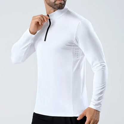 Men Half Zip Quick Dry Long Sleeve Fitness Shirt