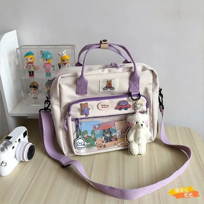 JIAERDI Kawaii Ita Bag For Teenage Girls Harejuku Preppy Backpack Women Cartoon Transparent JK Shoulder Bag Female Bolso Mujer