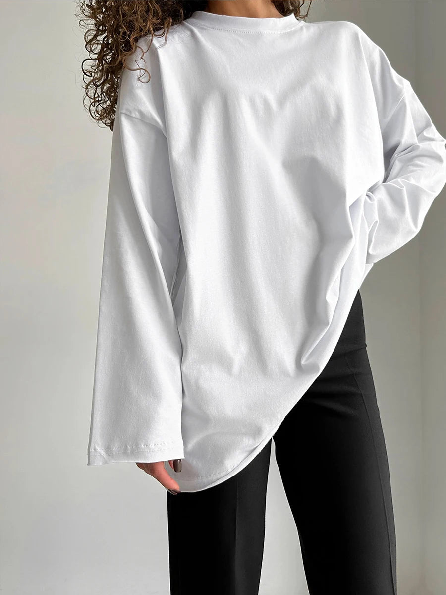 Hirsionsan Basic O-neck 100% Cotton T Shirt Women Loose Oversized Pullover Chic Cusual Tees Female Tops Girl Clothing 11 Colors