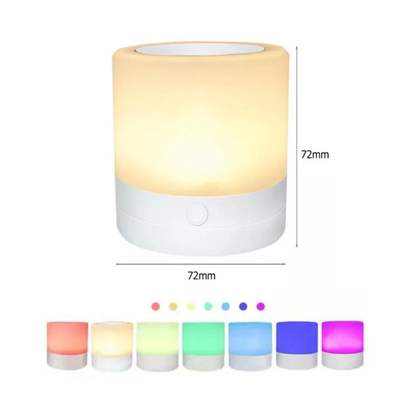 7 Colors Night Light Dimmable LED Touch Sensor Wooden Bedside Table Lamp with Touch Adjustable Brightness Remote Control