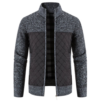 Men Sweater Jacket Fashion Winter Coat Fleece Hoodies High Quality Luxury Checkered Hooded Knit Cardigan Male Outer Wear