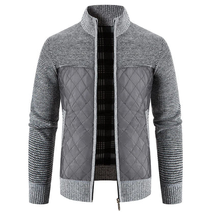 Men Sweater Jacket Fashion Winter Coat Fleece Hoodies High Quality Luxury Checkered Hooded Knit Cardigan Male Outer Wear