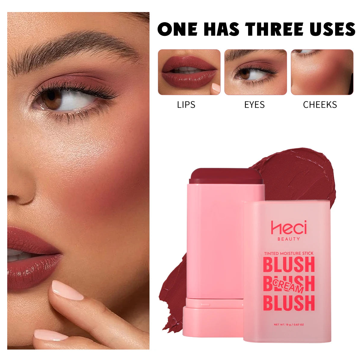 Vegan Cruelty-Free Big Volume Creamy Blusher Waterproof Long Lasting High Pigment Face Blush Lip And Cheek Tint Balm Blush Stick