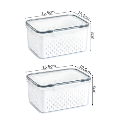 Refrigerator Storage Box Fridge Organizer Fresh Vegetable Fruit Boxes Drain Basket Storage Containers Pantry Kitchen Organizer