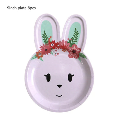 Easter Bunny Eggstravaganza Party Supplies Bunny Egg Disposable Party Tableware Easter Cute Cartoon Party Decoration Kids Favor