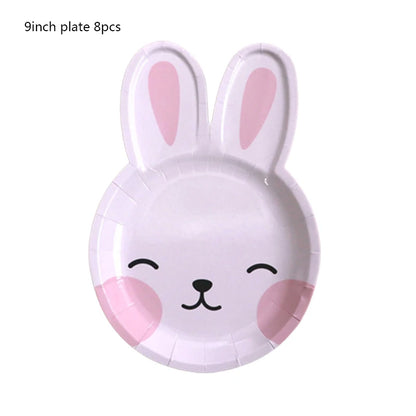 Easter Bunny Eggstravaganza Party Supplies Bunny Egg Disposable Party Tableware Easter Cute Cartoon Party Decoration Kids Favor